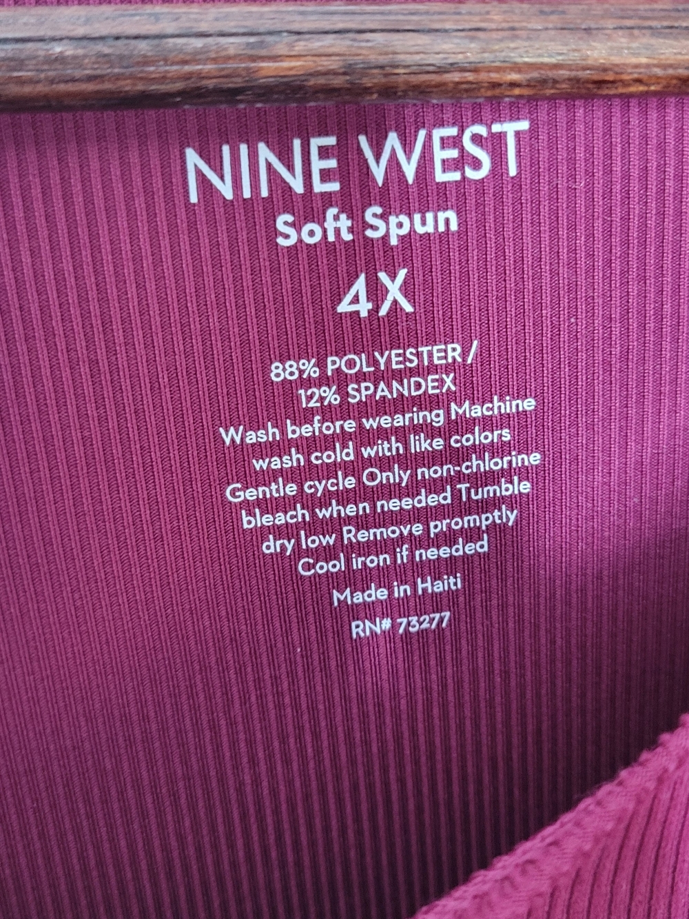 Nine West Long Sleeve Crewneck Top in Wine - Picture 3 of 5